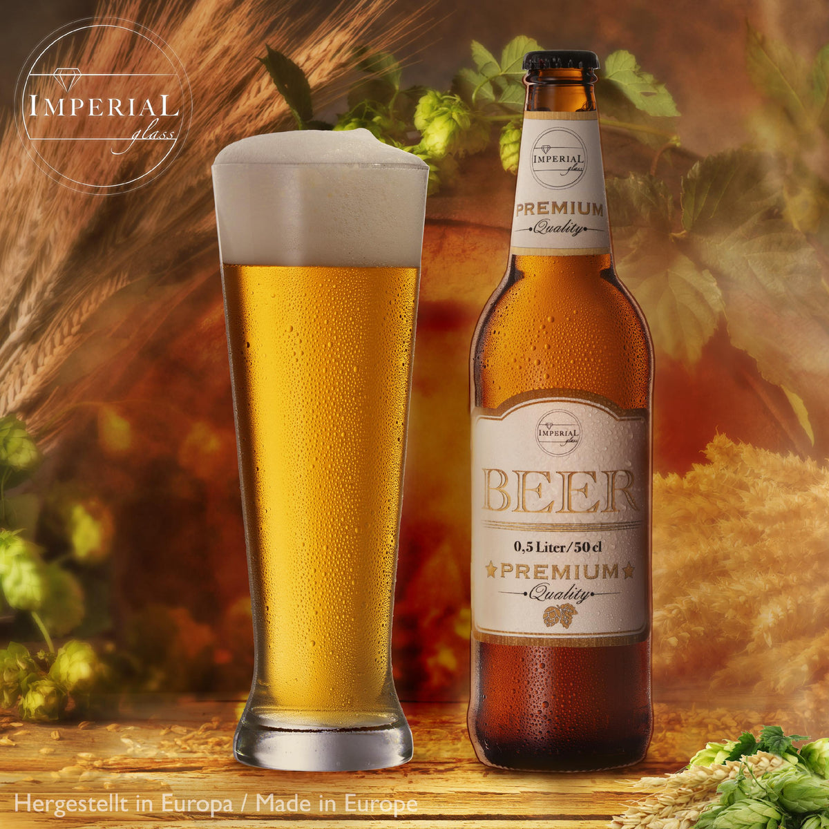 IMPERIAL glass Hohe Weizengläser aus Crystalline Glas Set 6 Stück 500ml (max. 680ml) Spülmaschinenfest
