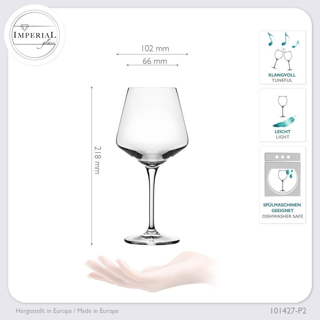 IMPERIAL glass Weißweingläser 560ml "Athen" Set 2-Teilig Chardonnay Glas aus Crystalline Glas Weingläser Spülmaschinenfest