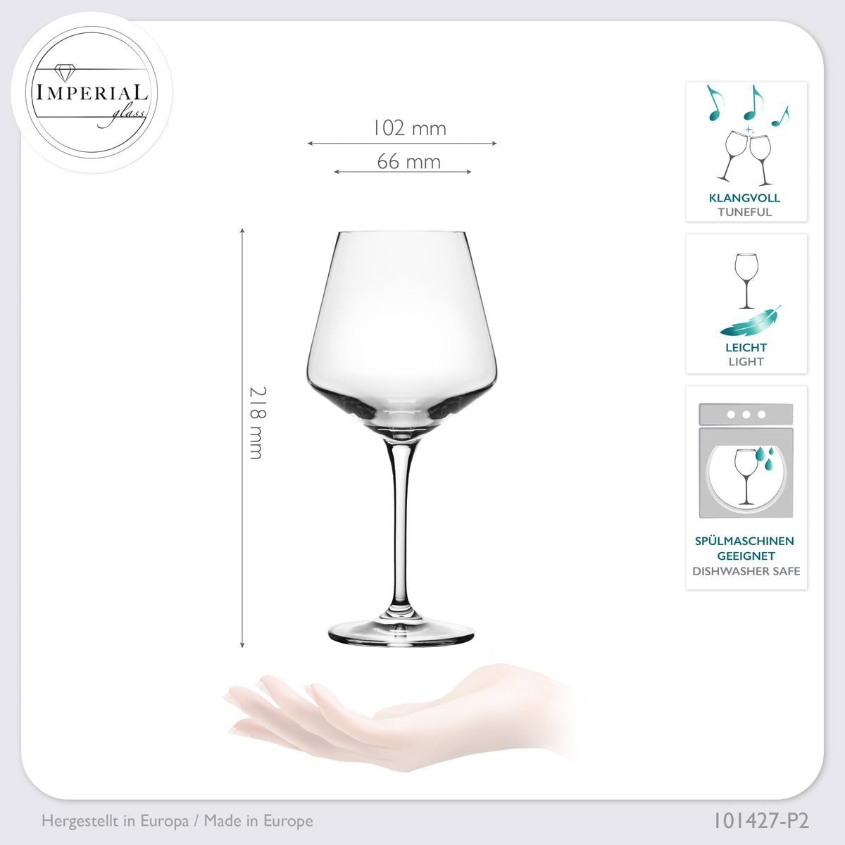 IMPERIAL glass Weißweingläser 560ml "Athen" Set 2-Teilig Chardonnay Glas aus Crystalline Glas Weingläser Spülmaschinenfest