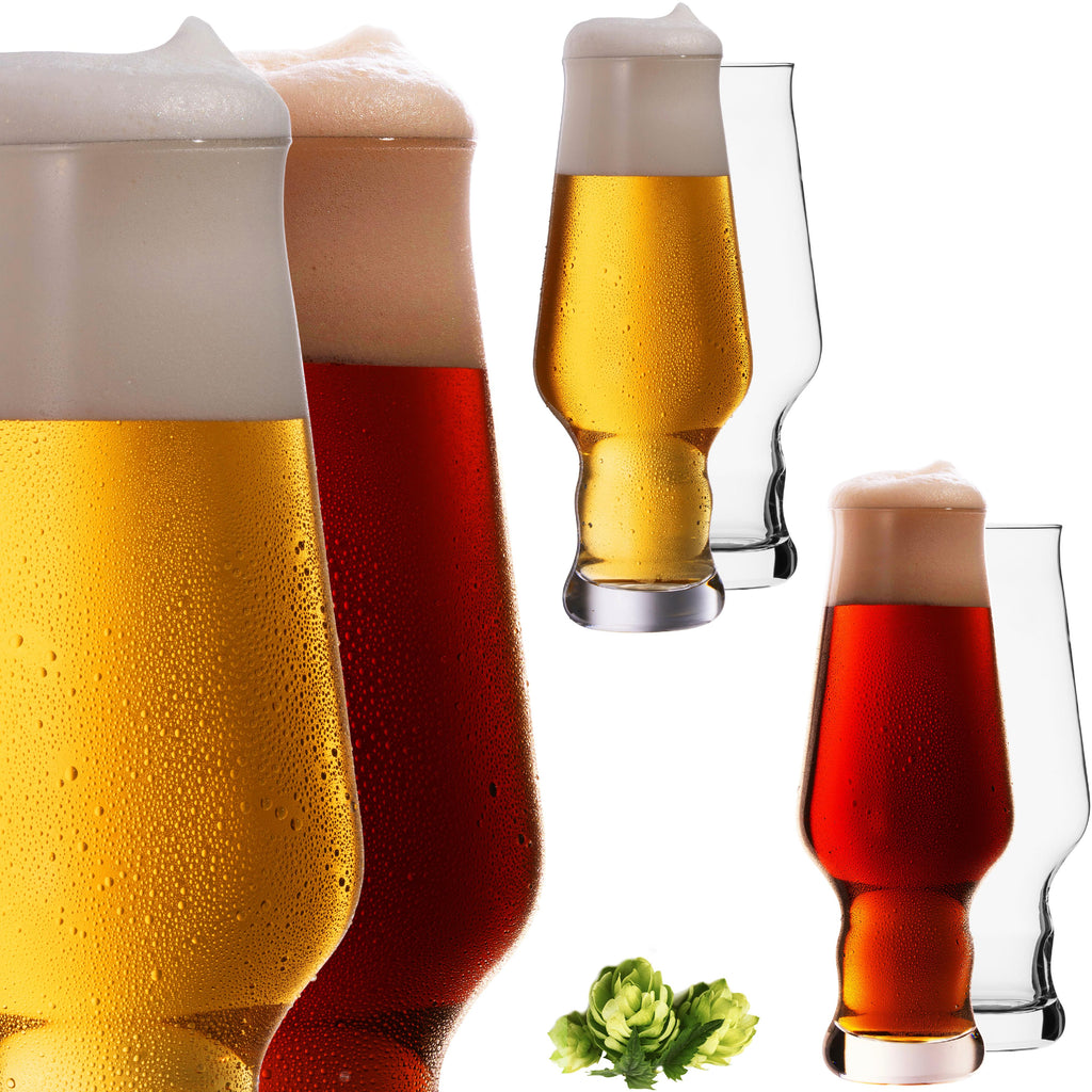 IMPERIAL glass Biergläser aus Glas 400ml (max. 500ml) Set 6-Teilig Weizengläser 0,4L