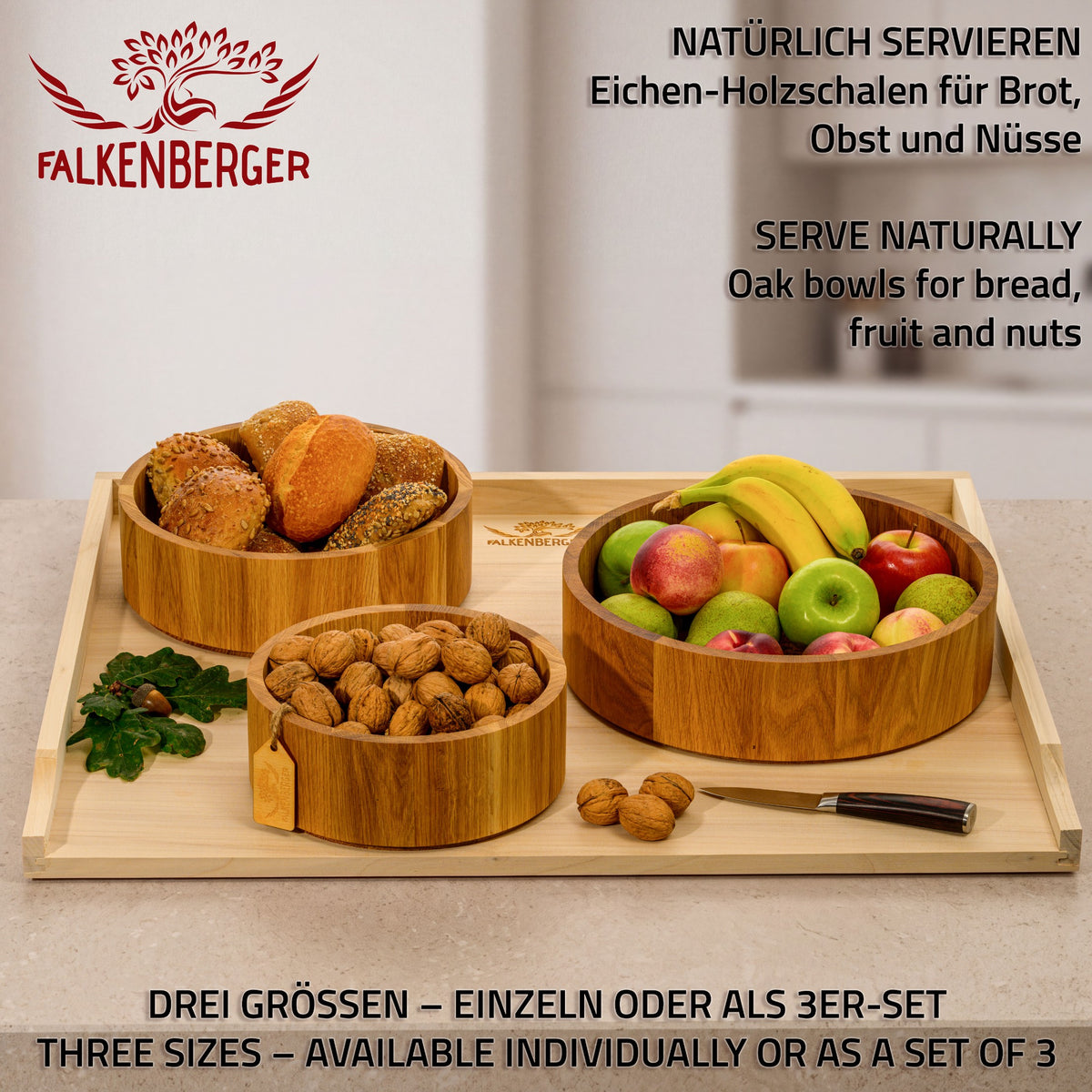 FALKENBERGER Holzschale L Eiche massiv 27,5 x 8,5 cm Handgefertigt