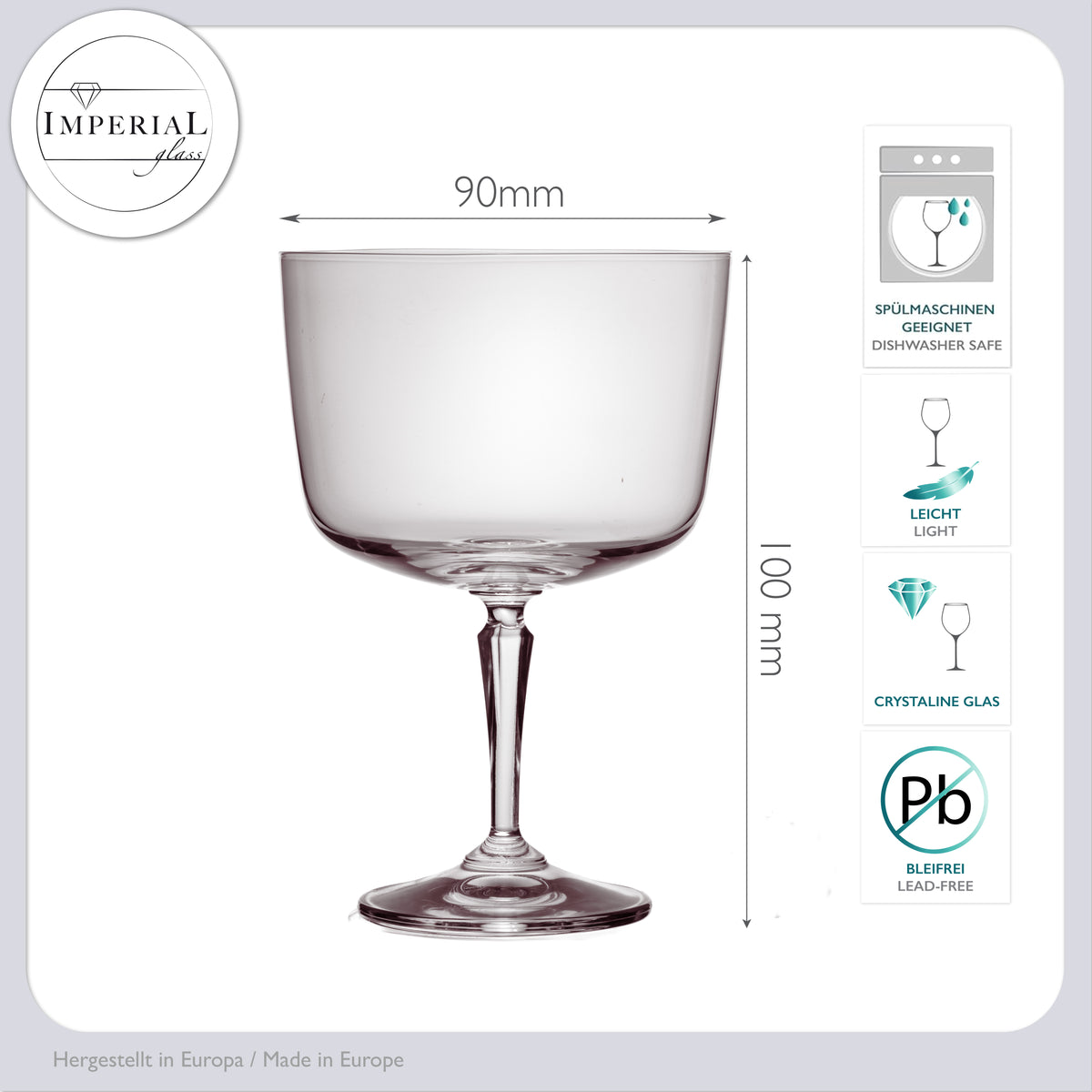 IMPERIAL glass Dessertschalen Set 4x Dessertglas auf Fuß aus Crystalline Glas, spülmaschinengeeignet Serie "Rio"