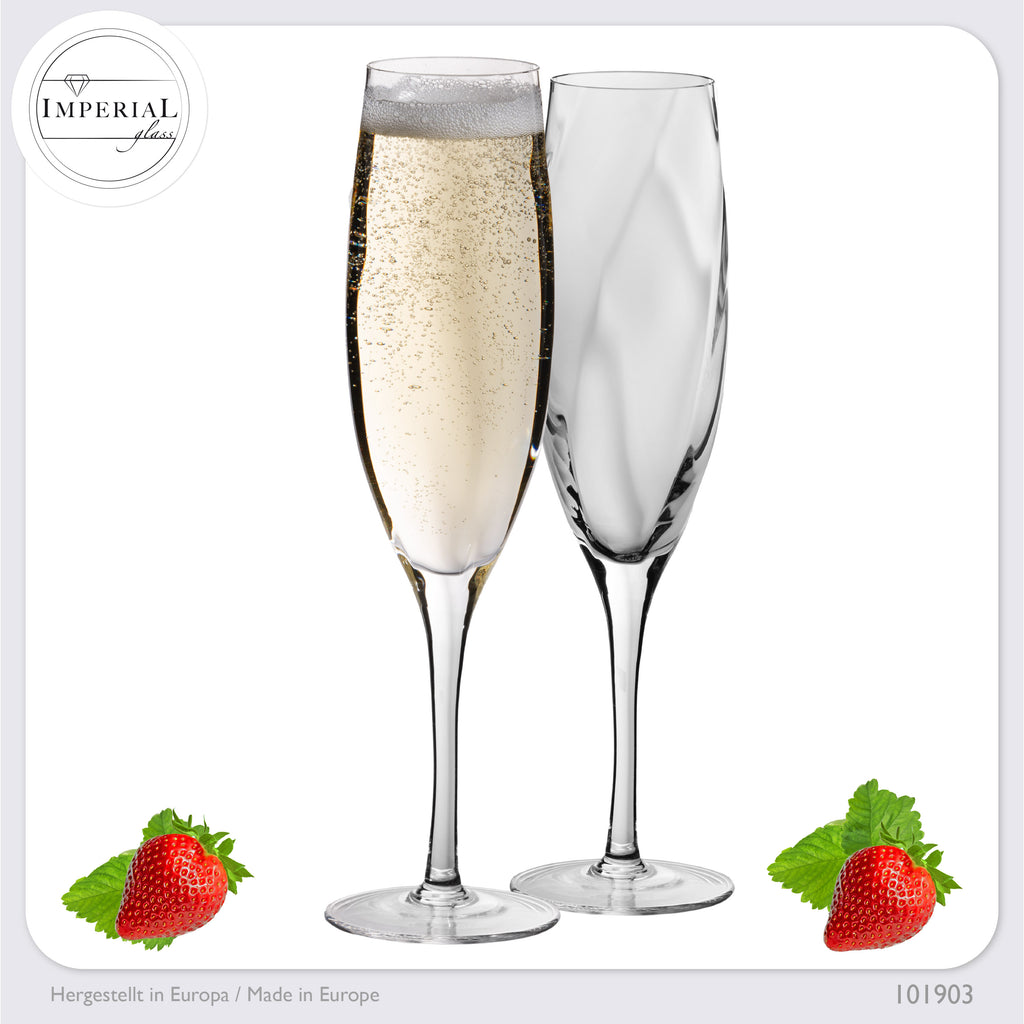 IMPERIAL glass gemusterte Sektkelche 170ml Set 2-Teilig Sektgläser "Glamour" aus Crystalline Glas Handarbeit