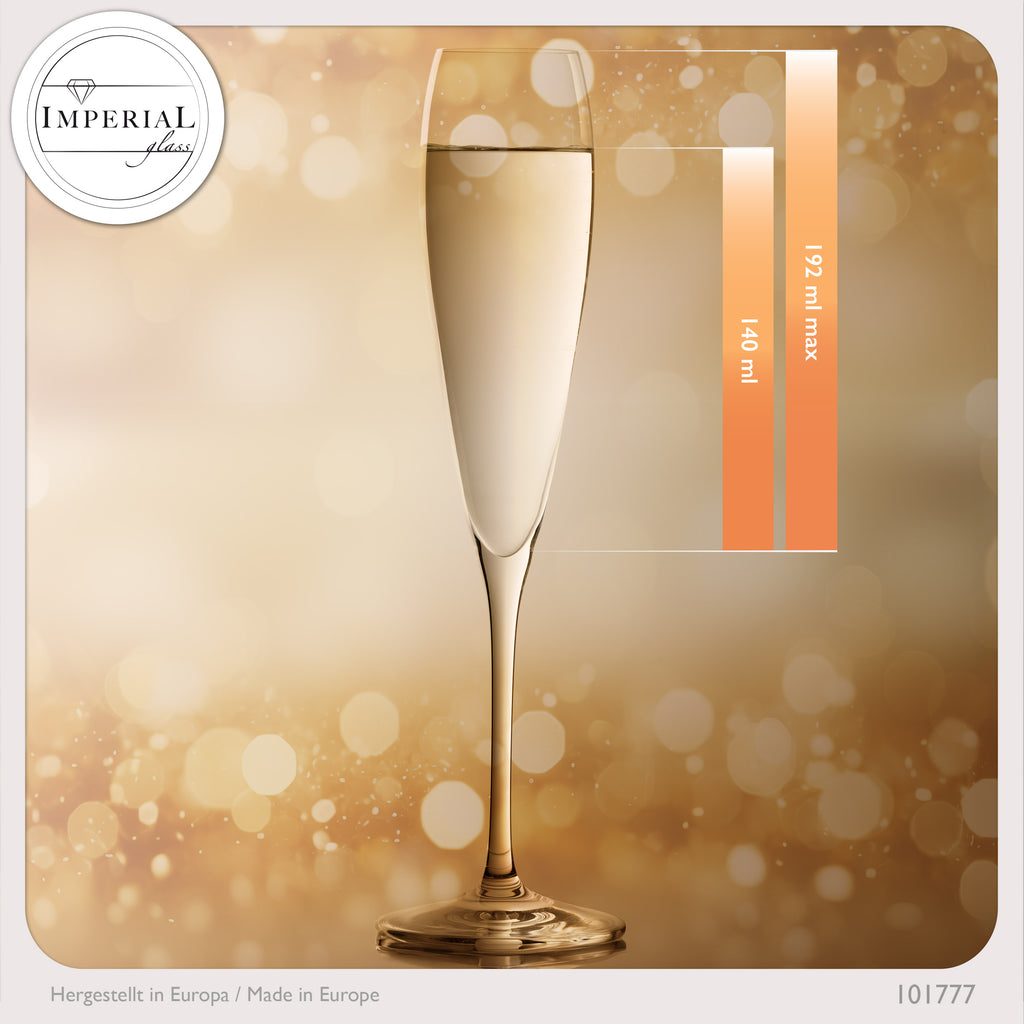 IMPERIAL glass Hohe Sektkelche 140ml (max. 192ml) "Paris" Set 2-Teilig Sektgläser aus Crystalline Glas Spülmaschinenfest