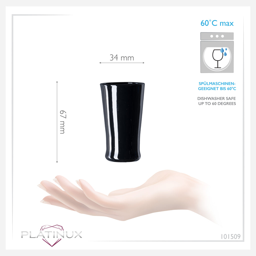 PLATINUM Czarne Szklane Kieliszki do Wódki Zestaw 6 Sztuk Kieliszki Shoty 20ml (max. 30ml)