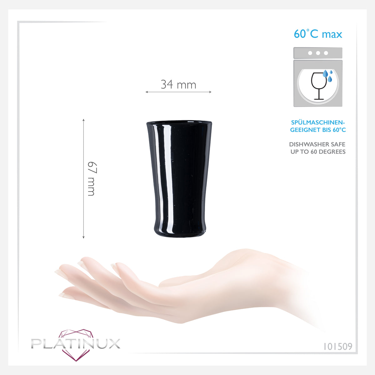 PLATINUM Czarne Szklane Kieliszki do Wódki Zestaw 6 Sztuk Kieliszki Shoty 20ml (max. 30ml)