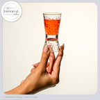 IMPERIAL glass Kufelki do shota 2 sztuki ze szkła krystalicznego - odwracalny kieliszek do shota 30ml/60ml, kieliszki do shota Tiki z reliefem, kieliszki do wódki można myć w zmywarce