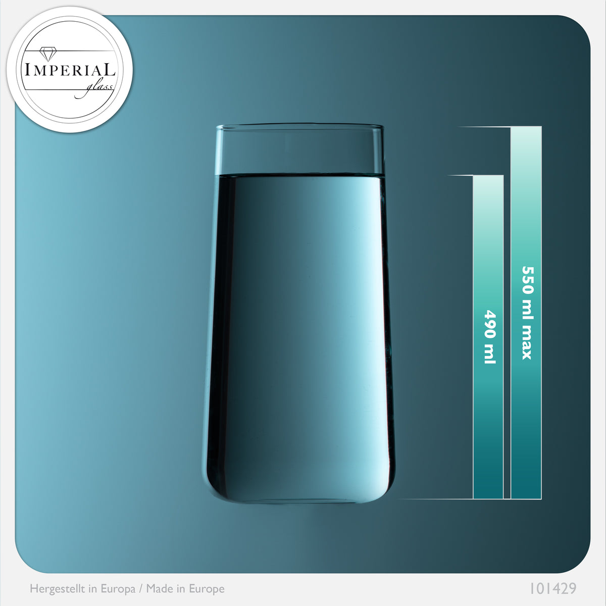 IMPERIAL glass Trinkgläser aus Glas 490ml (max. 550ml) Set 12 Teilig Wassergläser groß