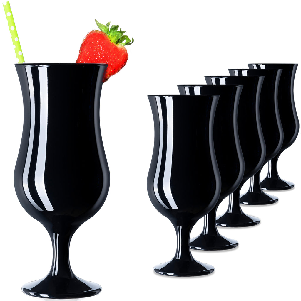 PLATINUX Czarne szklanki koktajlowe zestaw 6 sztuk 400ml (max. 470ml) szklanki do drinków szklanki barowe duże