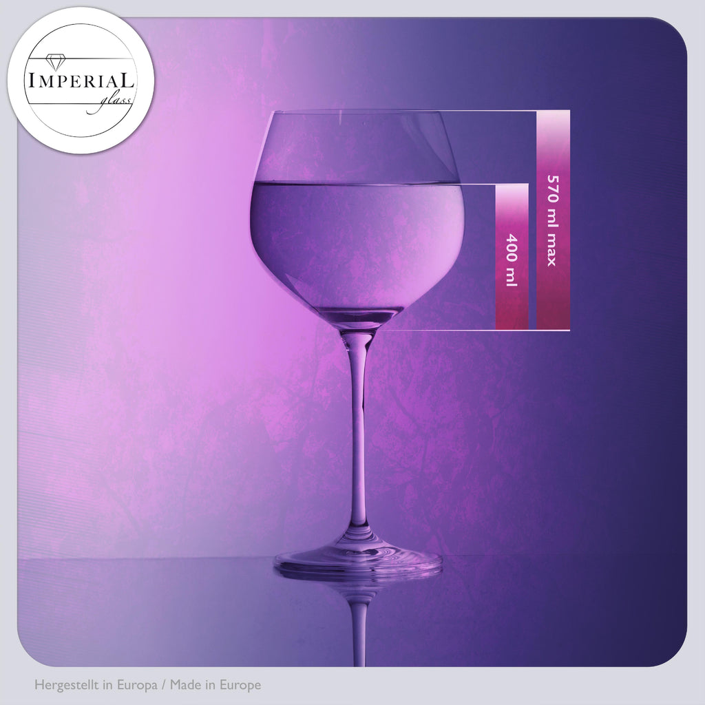 IMPERIAL glass Gin Tonic Gläser 6er Set 570ml bauchiges Gin Ballonglas aus Crystalline Glas Spülmaschinenfest