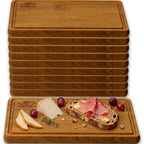 FALKENBERGER Frühstücksbrettchen 10er Set massive Eiche, 24 × 14 × 1,6 cm Handgefertigt
