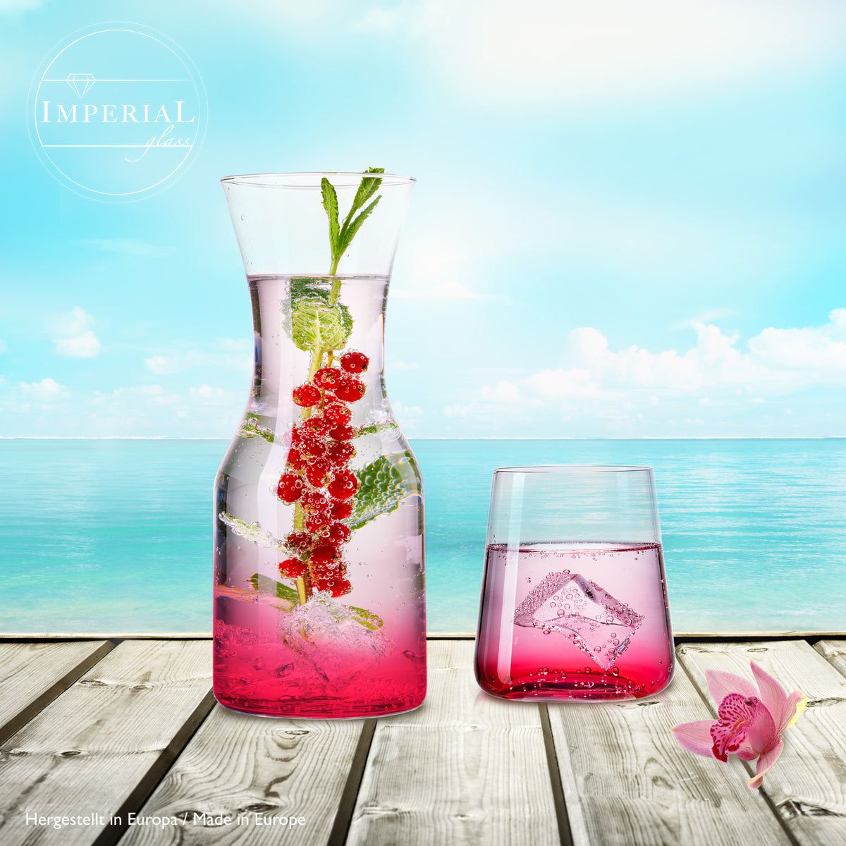 IMPERIAL glass Trinkgläser & Karaffe Set aus Glas 450ml / 1100ml 7-Teilig
