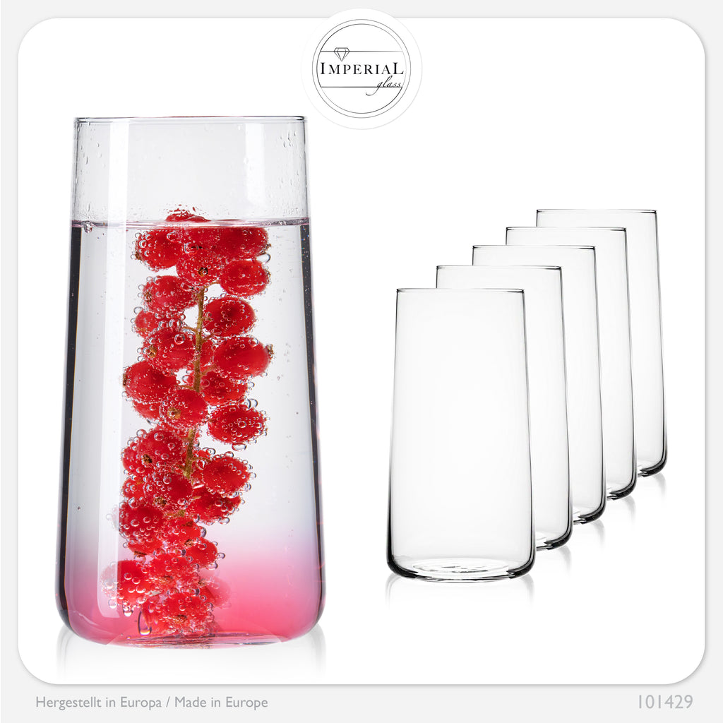 IMPERIAL glass Trinkgläser aus Glas 490ml (max. 550ml) Set 6 Teilig Wassergläser groß