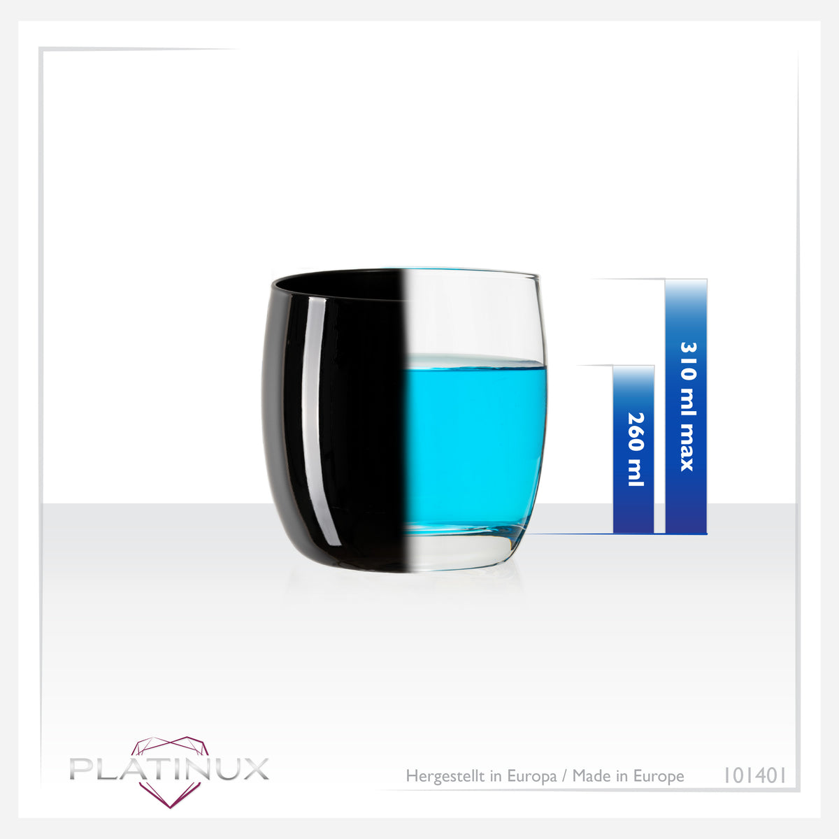 PLATINUX Kolorowe Eleganckie Szklanki 260ml (maks. 310ml) Zestaw 6 szt. Szklanki do wody, Szklanki do soku