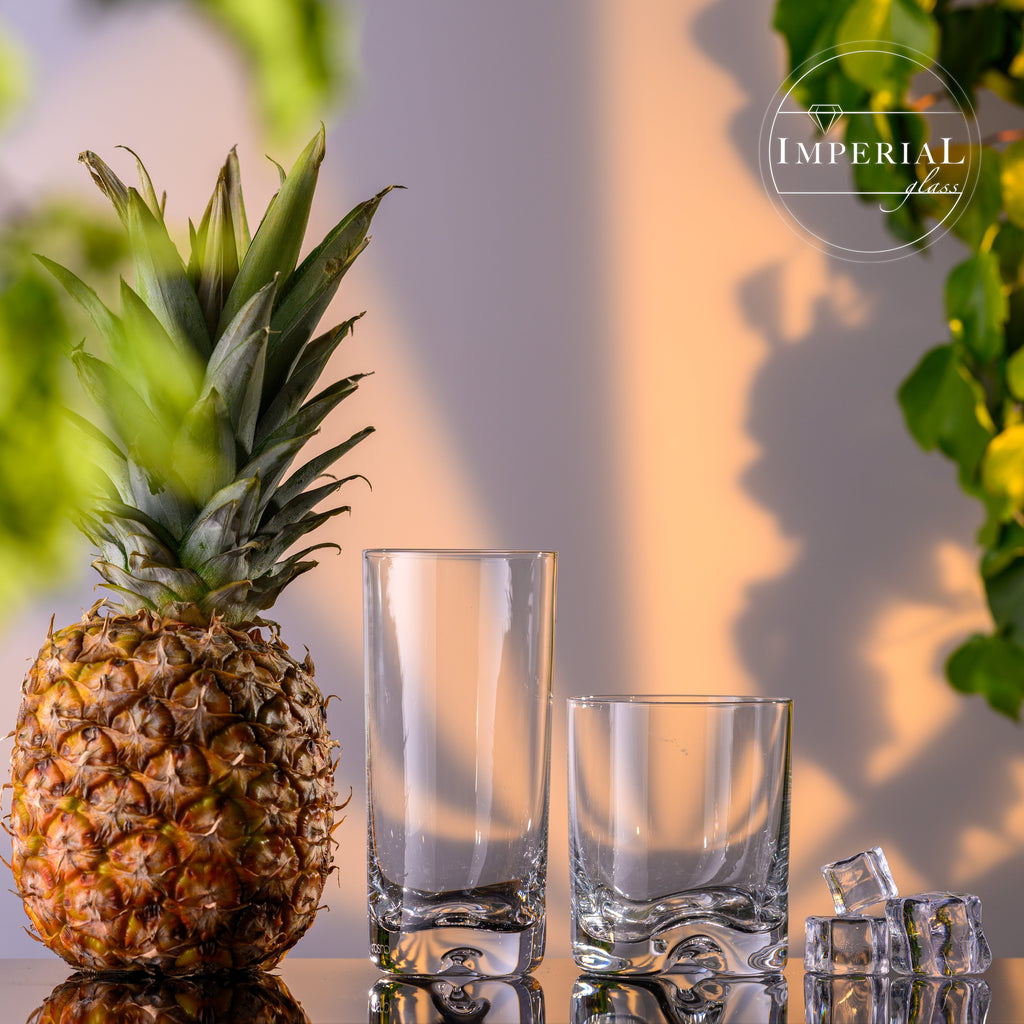 IMPERIAL glass Zestaw 12 szklanek o pojemności 400 ml i 370 ml - Szklanki do wody i soków z krystalicznego szkła, można myć w zmywarce - Zestaw szklanek z formowanym dnem