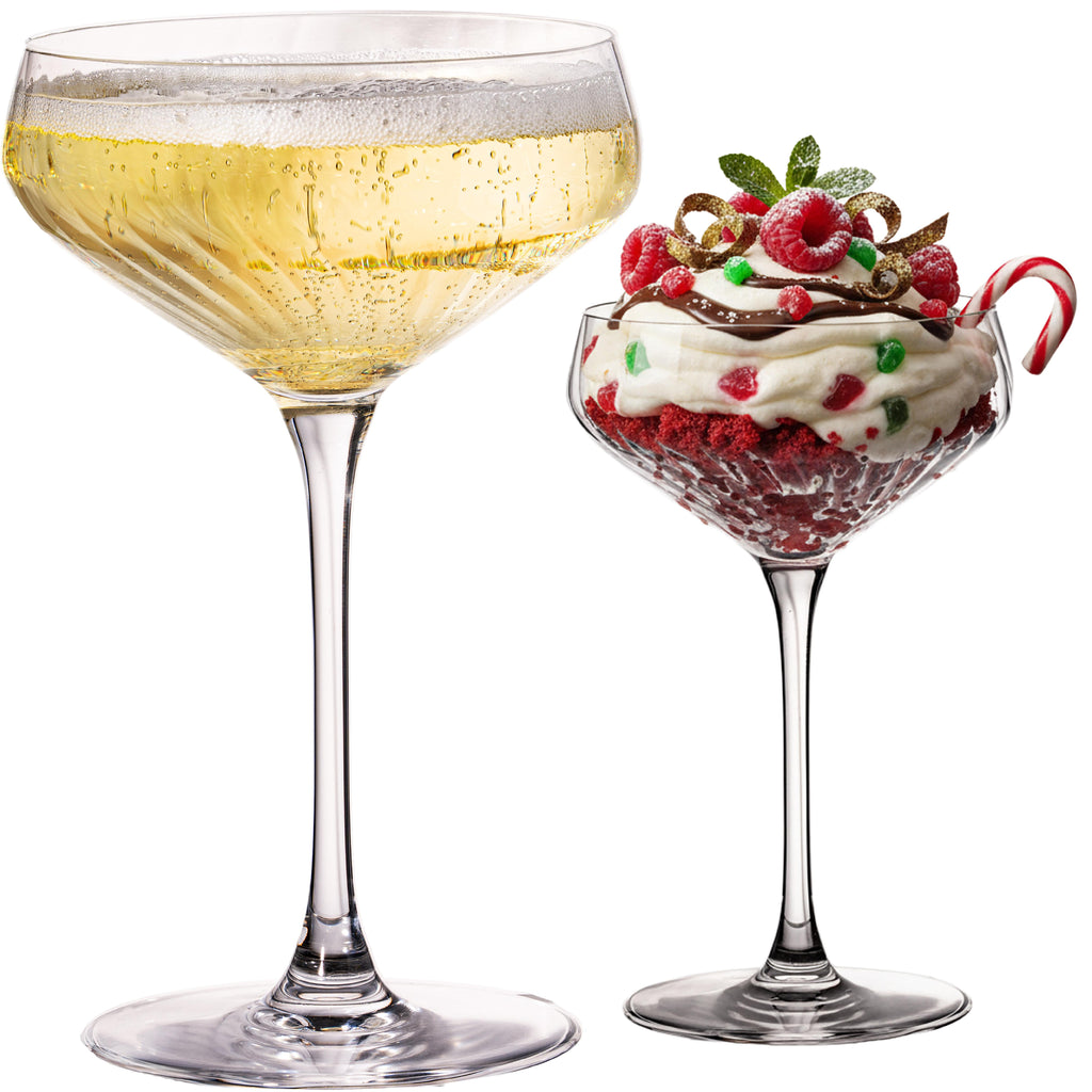 IMPERIAL Karbowane Kieliszki Koktajlowe 2 sztuki z Crystalline Glass 270ml "London" Można myć w zmywarce