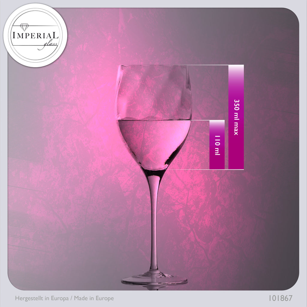 IMPERIAL glass Elegante Rotweingläser 350ml "Glamour" Set 2-Teilig Weingläser aus Crystalline Glas Handmade