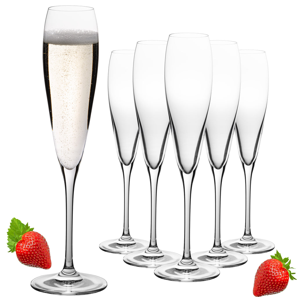 IMPERIAL glass Hohe Sektkelche 140ml (max. 192ml) "Paris" Set 6-Teilig Sektgläser aus Crystalline Glas Spülmaschinenfest