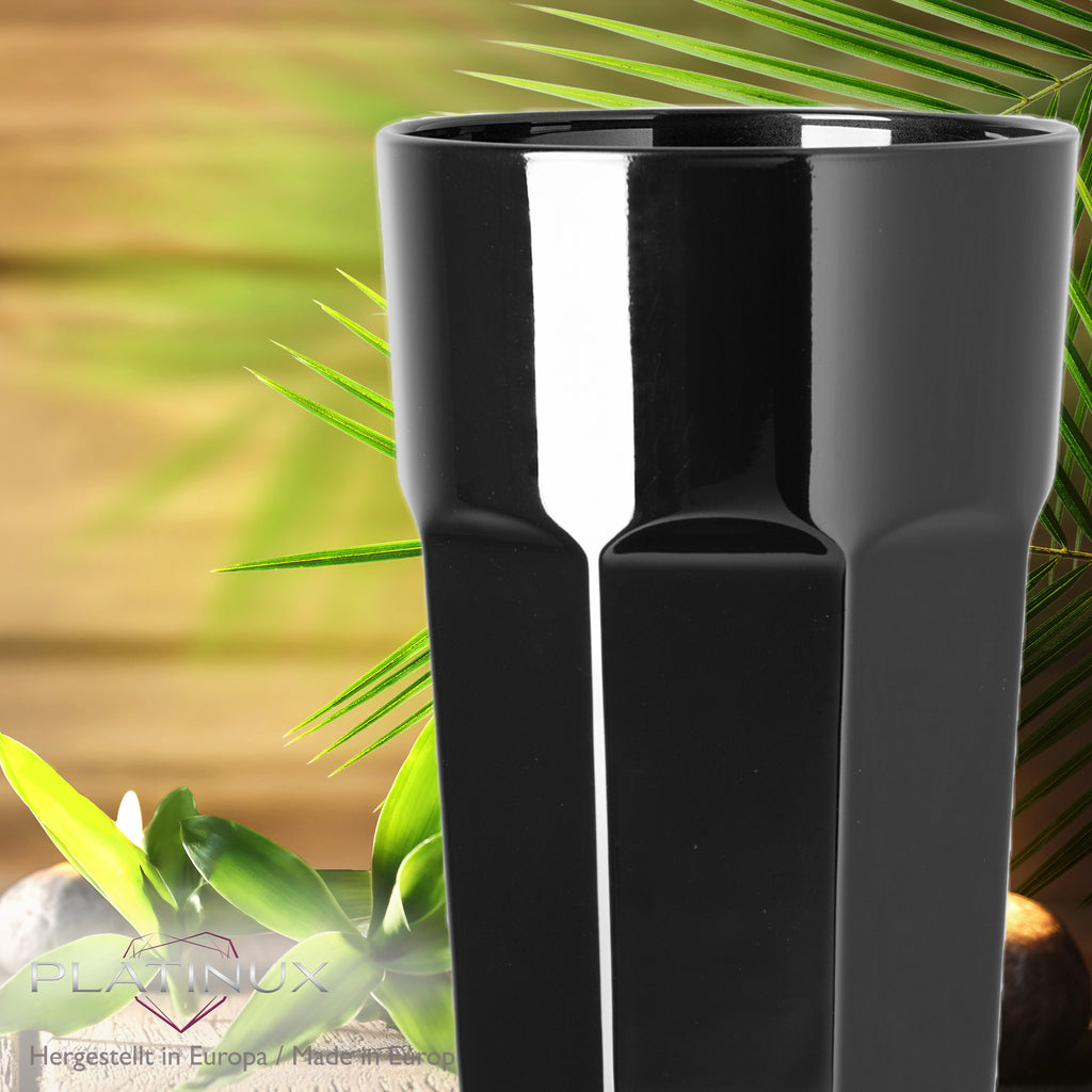 PLATINUX Szklanki Czarne Szklane Zestaw 6 Sztuk 210ml (max.270ml) Szklanki do wody Szklanki do soku