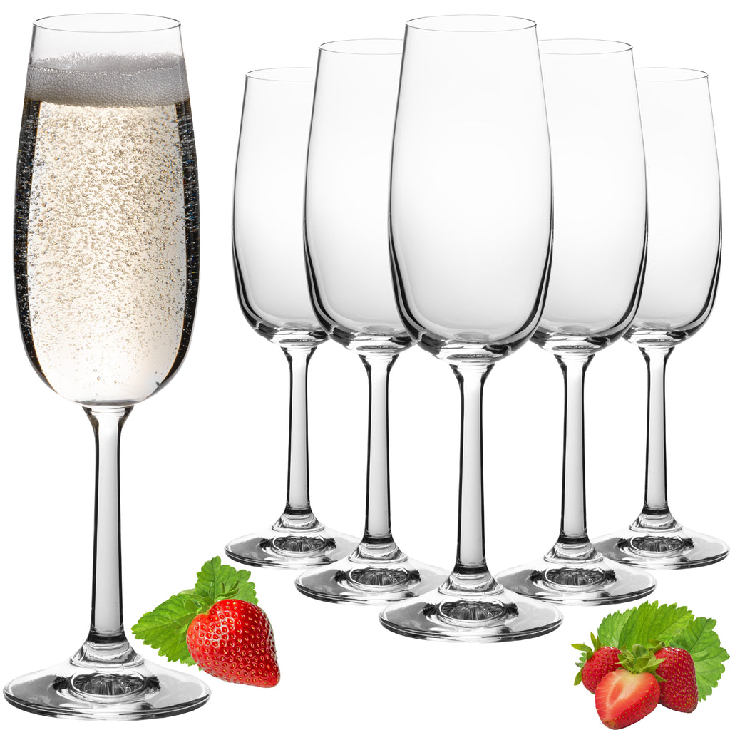 PLATINUX Kieliszki do szampana 150ml (maks. 180ml) kieliszki do szampana ze szkła krystalicznego Zestaw 6 sztuk Można myć w zmywarce