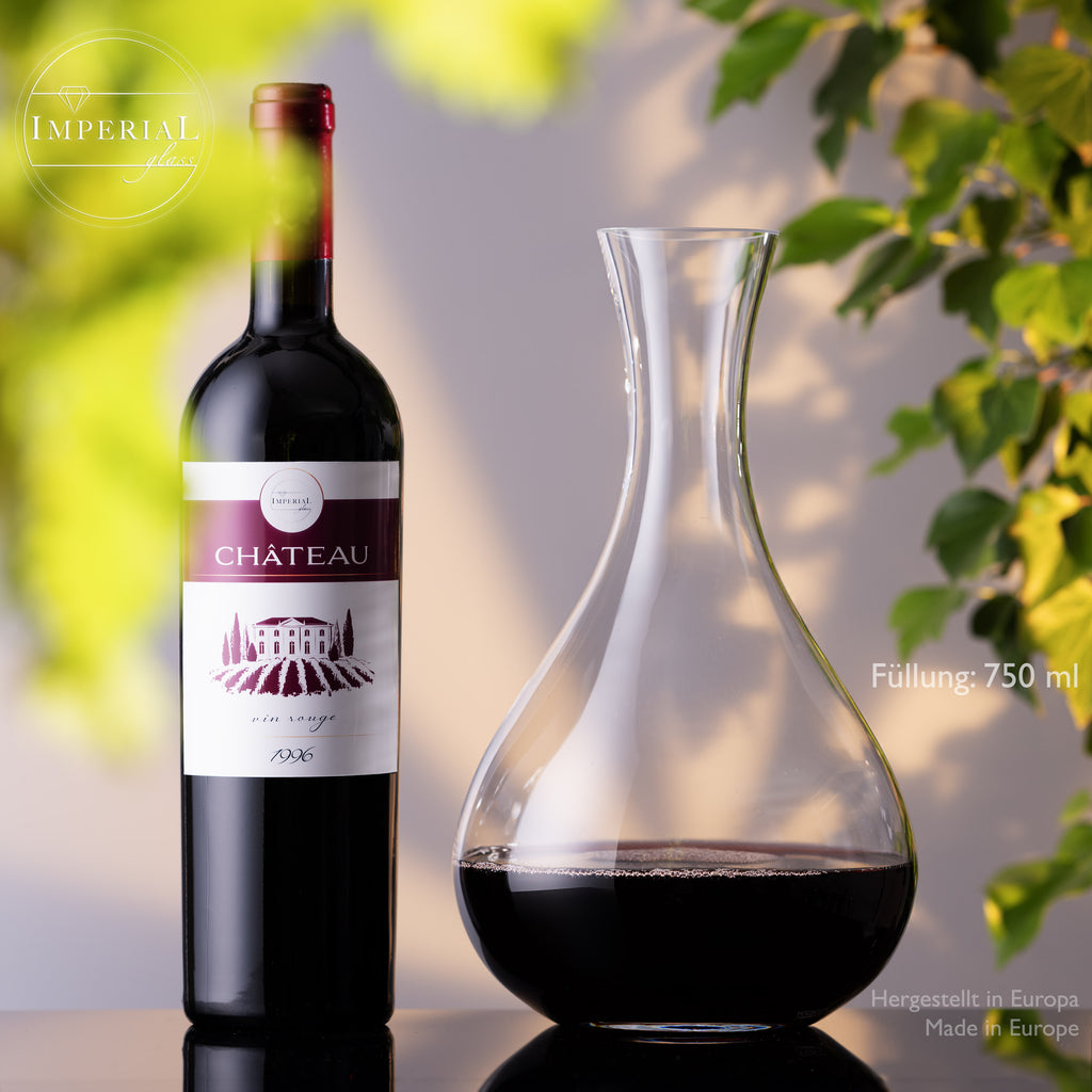 IMPERIAL glass Karafka pękata 1900 ml, zestaw 2-częściowy ze szkła kryształowego „Havanna”, ręcznie wykonana karafka do wina