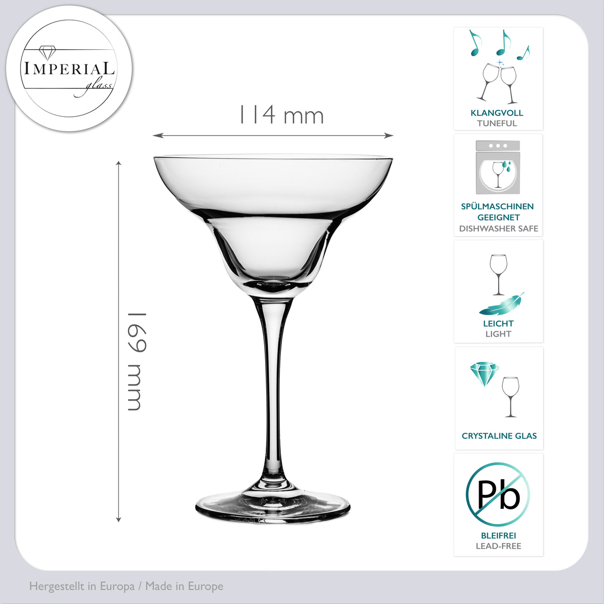 IMPERIAL glass Zestaw 2 kieliszków do margarity 290 ml ze szkła krystalicznego, można myć w zmywarce