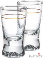 PLATINUX Kieliszki Shot z Złotym Wzorem, Zestaw 6 Sztuk, Kieliszki do Wódki 2,5cl, Szklane Pino