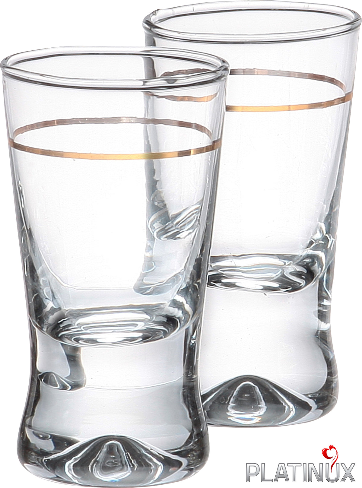 PLATINUX Kieliszki Shot z Złotym Wzorem, Zestaw 6 Sztuk, Kieliszki do Wódki 2,5cl, Szklane Pino