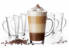 PLATINUX Latte Macchiato Szklanki z uchem, szklane (zestaw 6 sztuk) 270 ml (maks. 350 ml) Szklanki do kawy