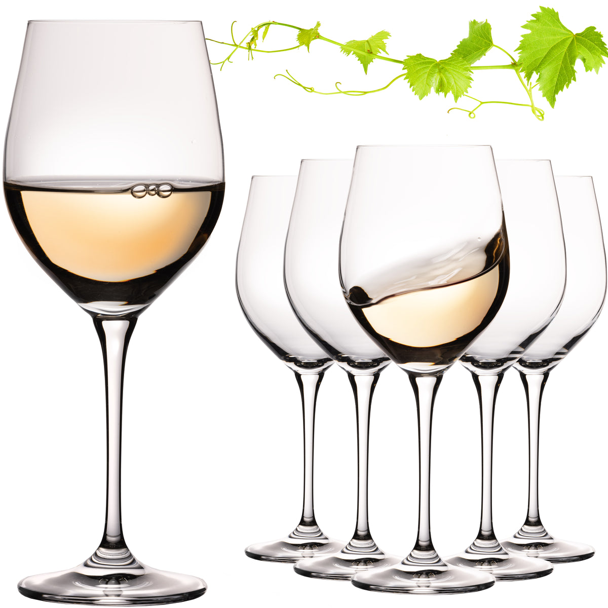 IMPERIAL glass Bauchige Weißweingläser 450ml Set 6-Teilig "Havanna" Weingläser aus Crystalline Glas