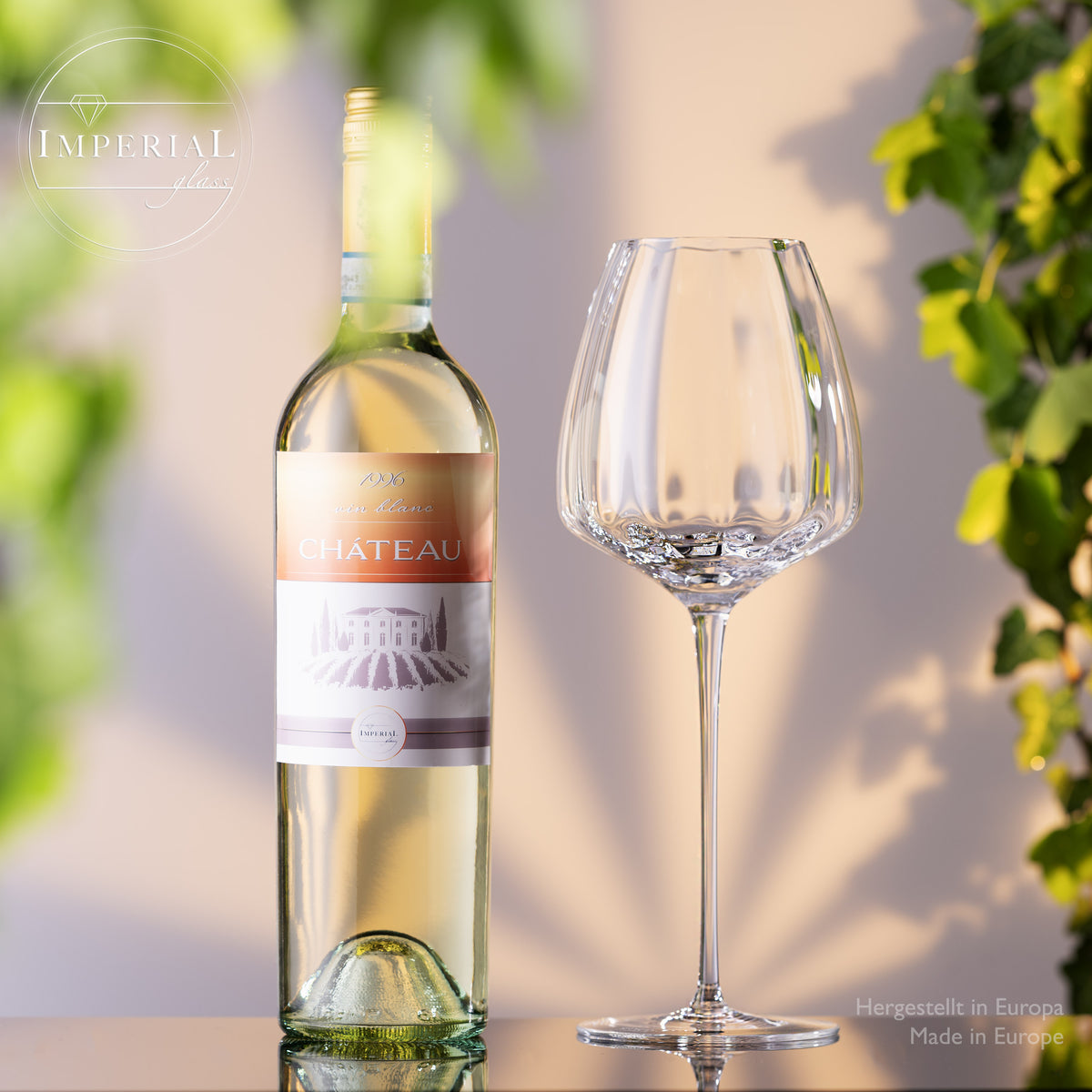 IMPERIAL glass Große Weißweingläser gewellt 650ml Set 4-Teilig "Cali" Bauchige Chardonnaygläser aus Crystalline Glas Handmade