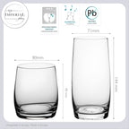 IMPERIAL glass Kompletny zestaw 12 szklanek o pojemności 340ml i 440ml, Szklanki do napojów z długimi i krótkimi szklankami do whisky, Szklanki szklane, można myć w zmywarce