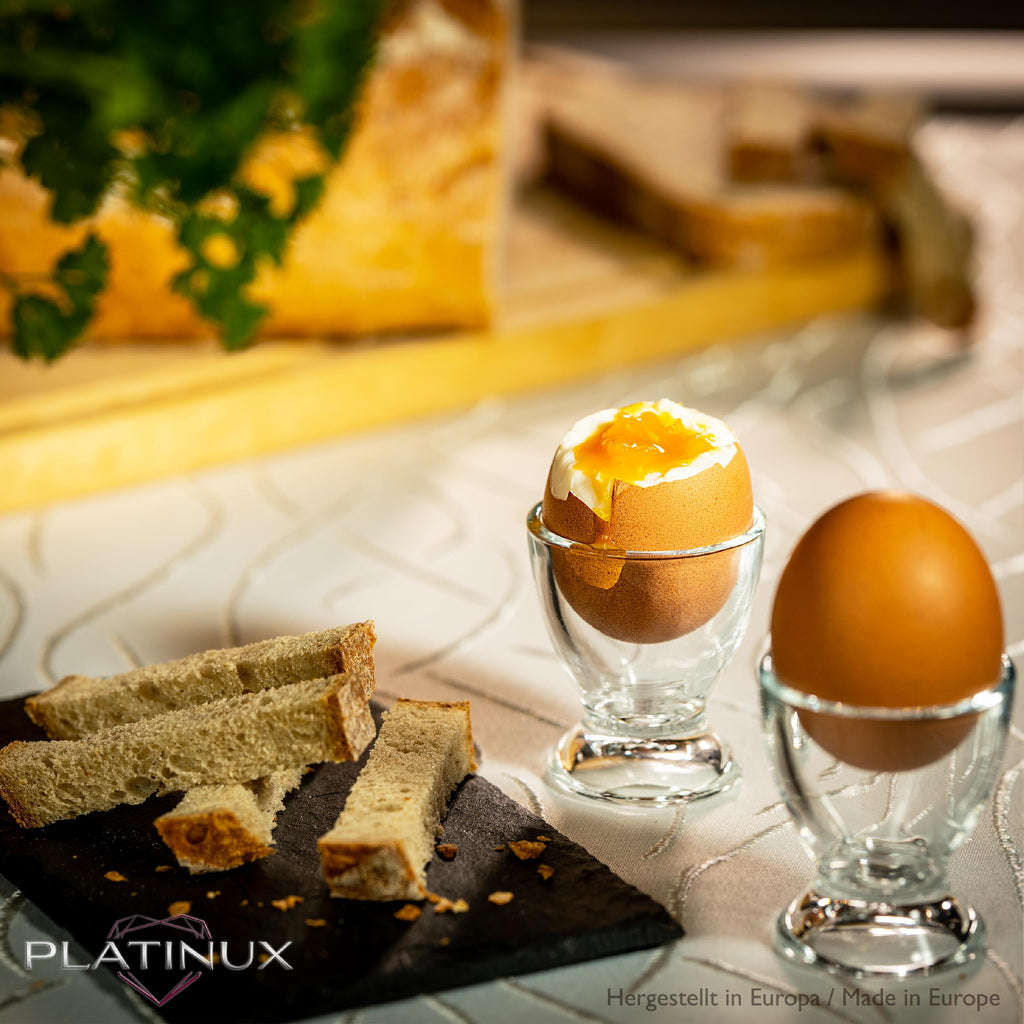 PLATINUM Zestaw kieliszków do jajek szklanych 12-częściowy, podstawki na jajka śniadaniowe Egg-Cup