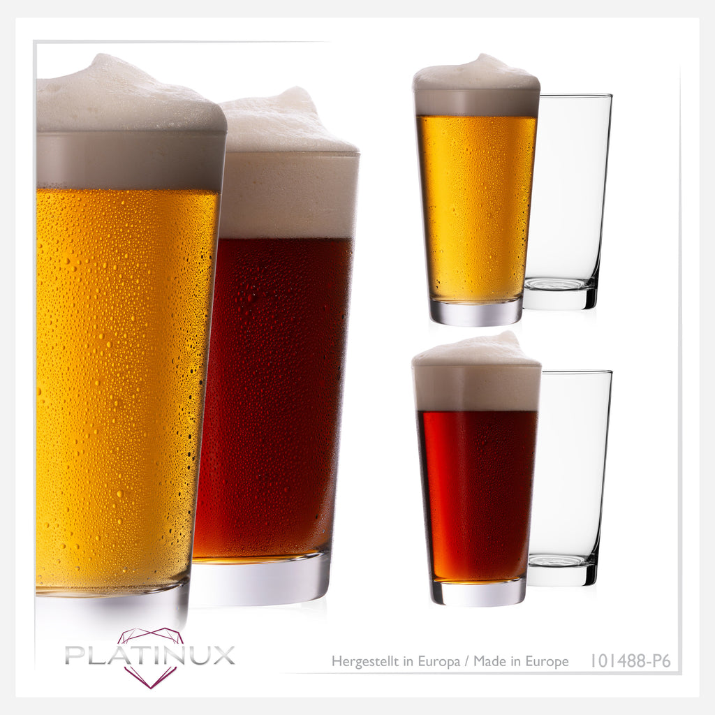 PLATINUX Zestaw szklanek do piwa 500ml (maks. 600ml) 6-częściowy, szklanki do piwa Altbier 0,5L