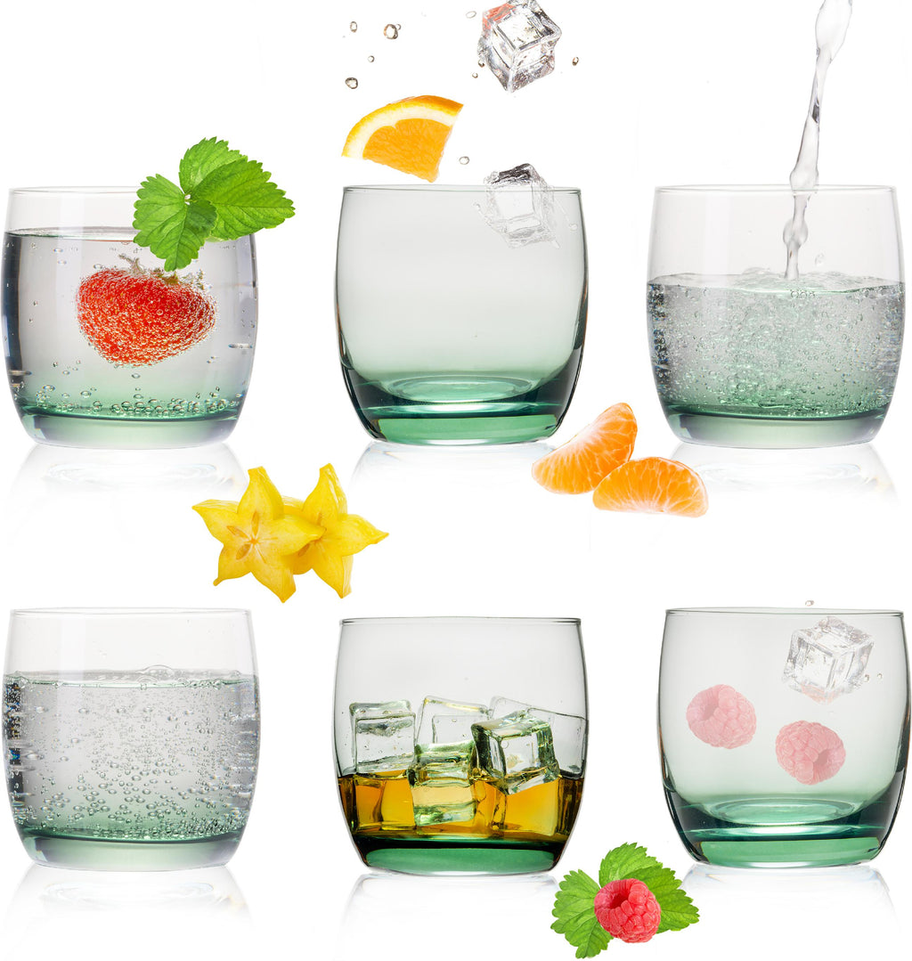 PLATINUX Eleganckie szklanki ze szkła, efekt Ombre, zielone, 200ml (max. 320ml), zestaw 6 sztuk, małe