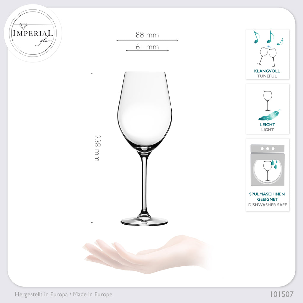 IMPERIAL glass Rotweingläser 300ml Set 6-Teilig "Sydney" Bordeauxgläser aus Crystalline Glas Weinglas Spülmaschinenfest