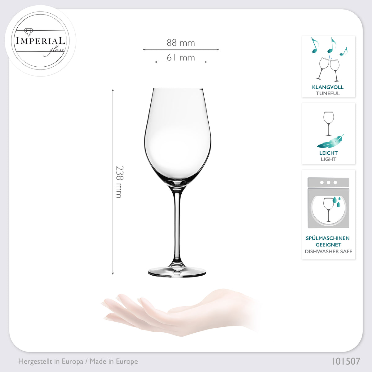 IMPERIAL glass Rotweingläser 300ml Set 6-Teilig "Sydney" Bordeauxgläser aus Crystalline Glas Weinglas Spülmaschinenfest