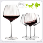 IMPERIAL glass Große Rotweingläser gewellt 930ml Set 4-Teilig "Cali" Bauchige Burgundergläser aus Crystalline Glas Handmade