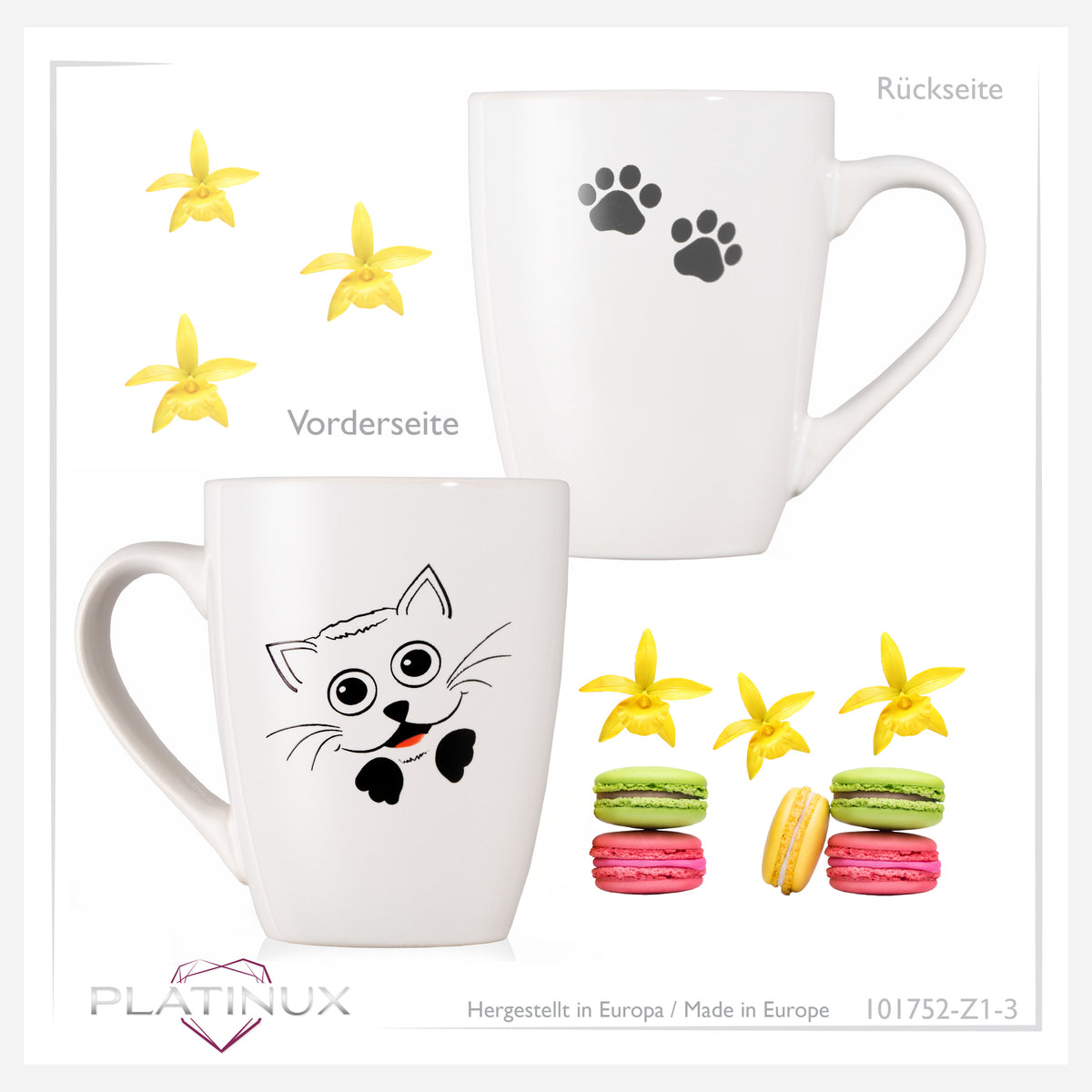 PLATINUX Filiżanka z uchem 250ml (max. 300ml) Filiżanka z motywem kota "Felix"