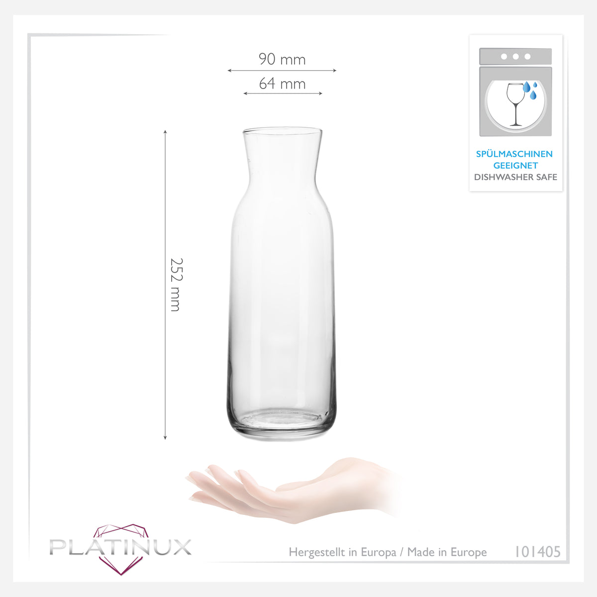 PLATINUX Karafka szklana 1000ml (maks. 1130ml) karafka na wodę