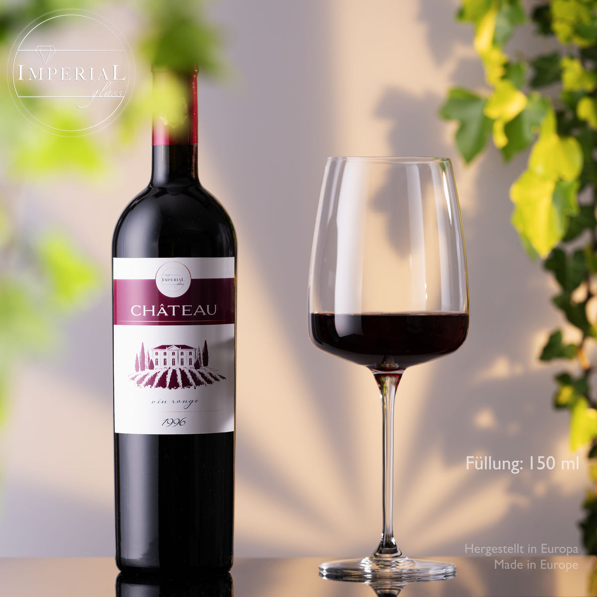 IMPERIAL glass Große eckige Rotweingläser 600ml Set 2-Teilig "Milano" Burgundergläser aus Crystalline Glas Weinglas Spülmaschinenfest