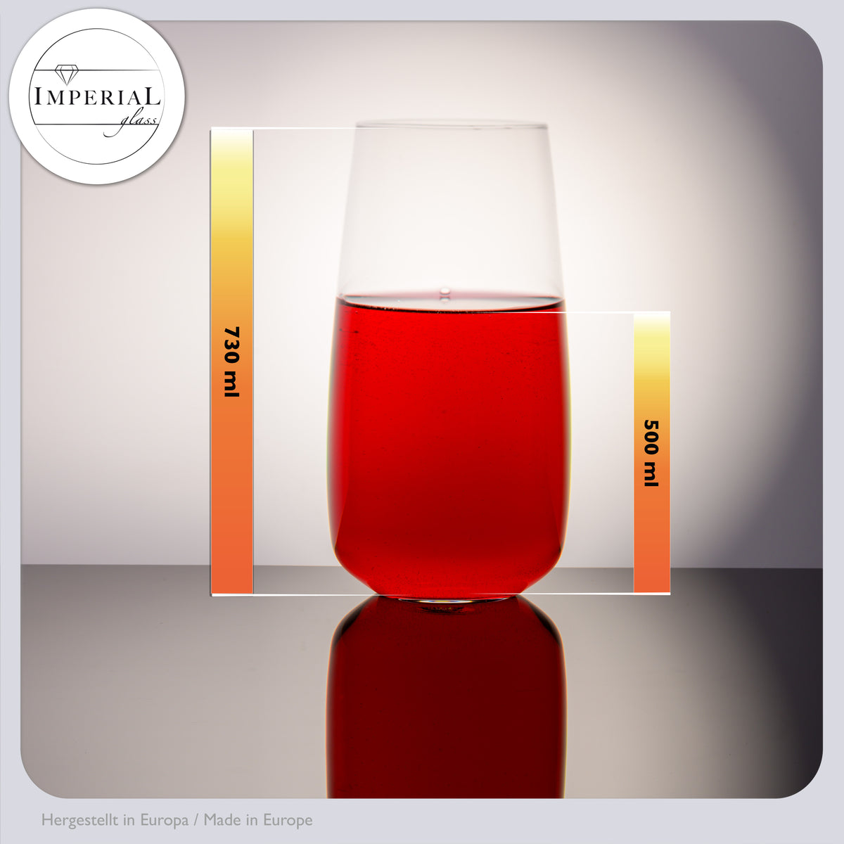 IMPERIAL Glass kwadratowe szklanki do napojów 730ml Zestaw 6 sztuk Szklanki do wody i soków ze szkła Seria "Milano" można myć w zmywarce