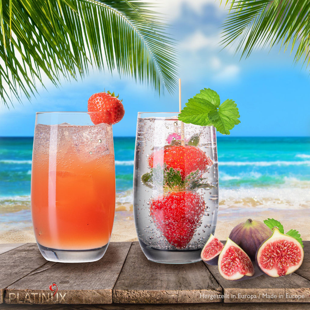 PLATINUX Eleganckie szklanki ombre ze szkła, czarne, 280 ml (maks. 370 ml), zestaw 6 dużych szklanek do wody