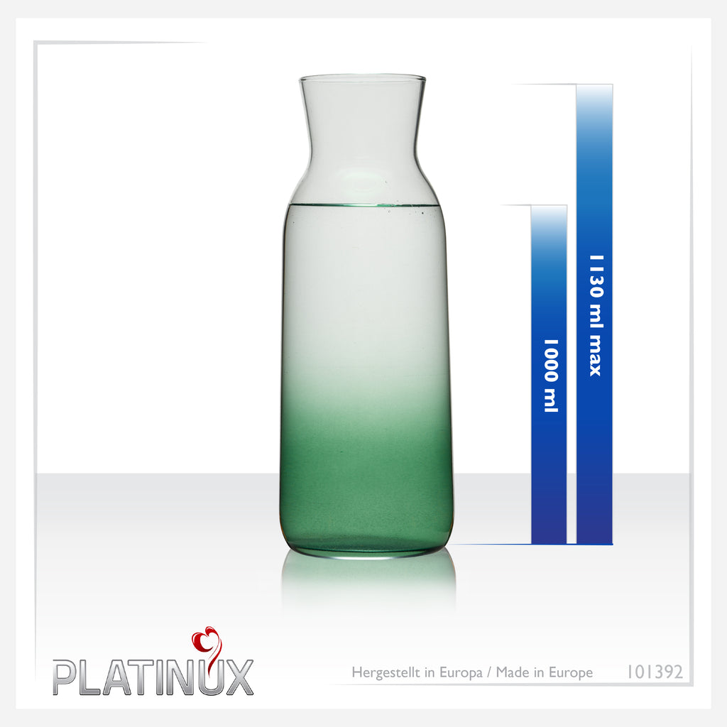 Karafka PLATINUX ze szkła z efektem zielonego ombre, 1 l (maks. 1130 ml)