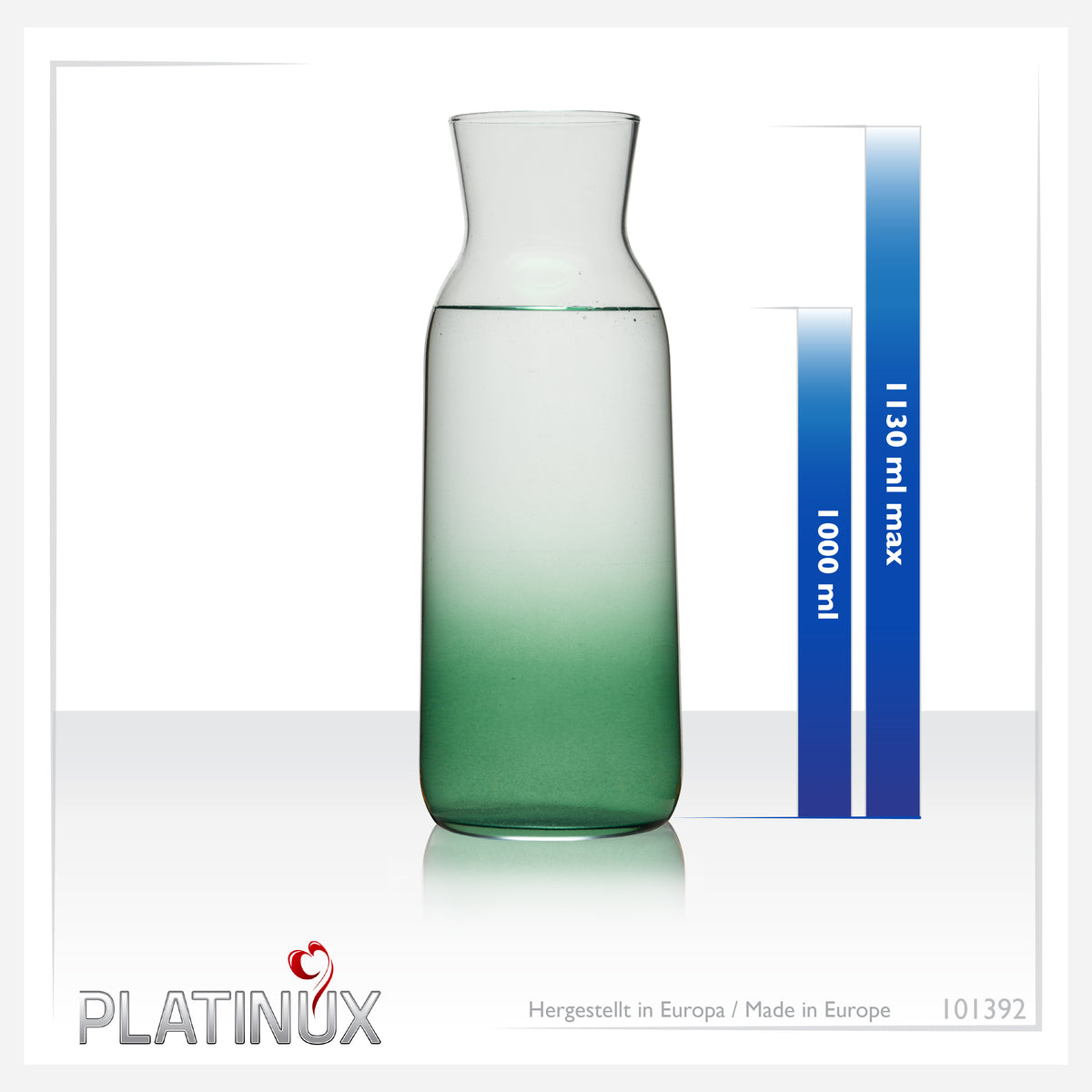 Karafka PLATINUX ze szkła z efektem zielonego ombre, 1 l (maks. 1130 ml)