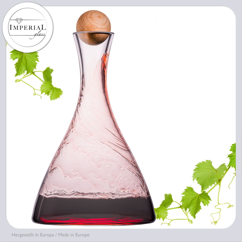 IMPERIAL szklana karafka do wina ze szkła krystalicznego – ręcznie wykonana z drewnianym korkiem 1700 ml