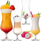 PLATINUX Duże szklanki koktajlowe ze szkła krystalicznego 400 ml, zestaw 4 szklanek do long drinków, szklanki do mrożonej kawy, szklanki typu Hurricane na koktajle
