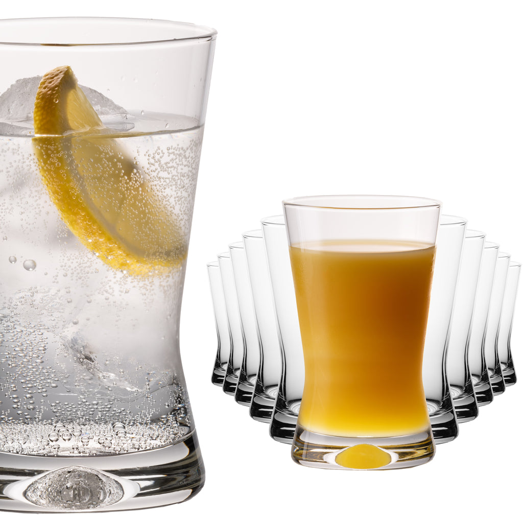 PLATINUX Szklanki 200ml w kształcie X Zestaw 12-częściowy Szklanki do soków ze szkła Seria "CrossLine" Można myć w zmywarce