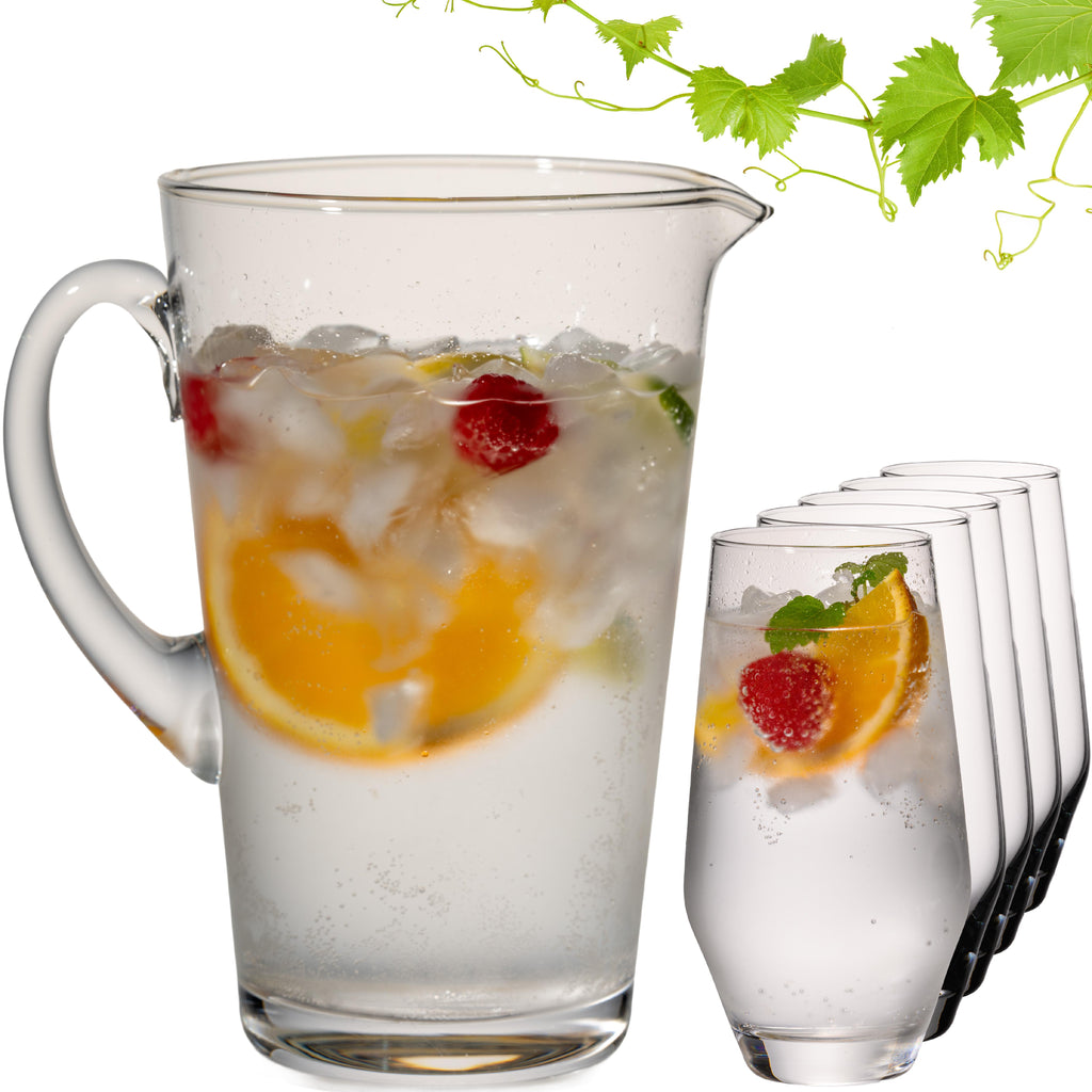 IMPERIAL Karafka i szklanki do napojów z kryształowego szkła "Rom" 1680ml / 520ml ręcznie wykonane