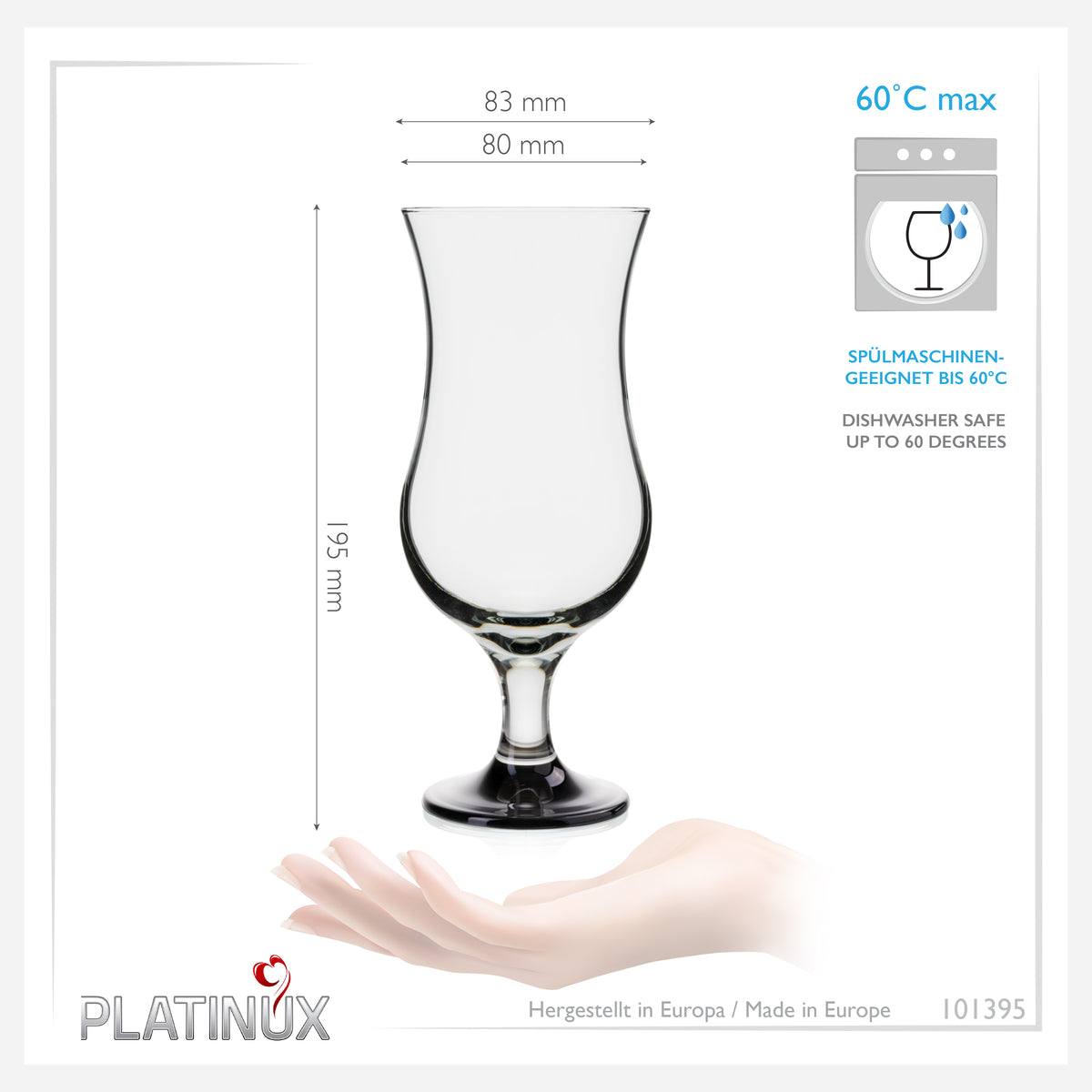 PLATINUX szklanki koktajlowe ze szkła z czarnym efektem ombre 400ml (maks. 470ml) zestaw 6 sztuk duże szklanki do baru